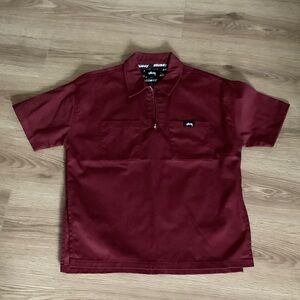 Stussy Burgundy Short Sleeve Polo Shirt